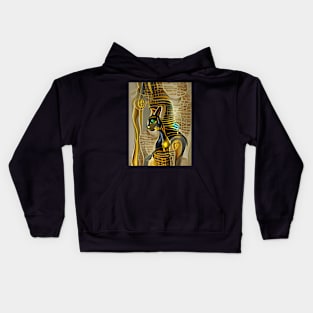 Ancient Egyptian Cat Goddess Bastet AI generated digital artwork Kids Hoodie